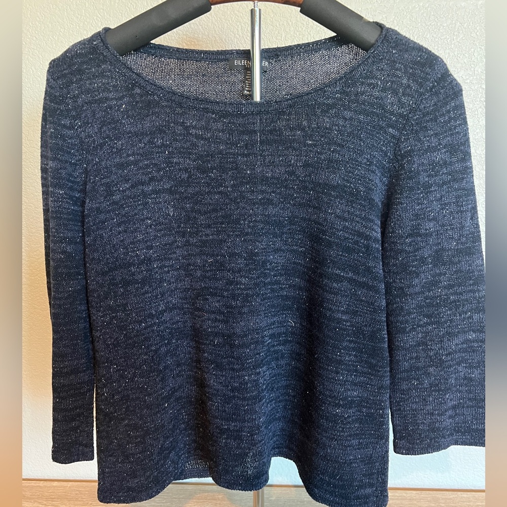 Eileen Fisher Petite Navy Knit Sweater